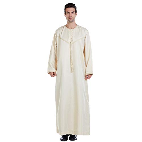 HANYIMIDOO Men's Long Sleeve Crew Neck Arab Muslim Clothing
