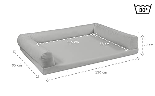 Juelle Dakota Orthopädisches Hundebett Eckbett | Waschbarer Bezug & 5cm Matratze | Für Große Hunde Bis 80kg | Größen M-XXL