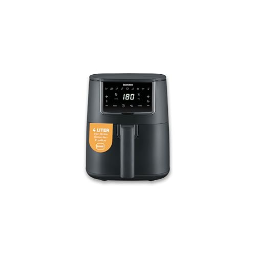 Severin Heißluftfritteuse Single Fritteuse für Kochen ohne Fett Touch-Display 8 Automatik-Programme vielseitige Zubereitung Warmhaltefunktion 4L 1300W schwarz FryLight FR 2461