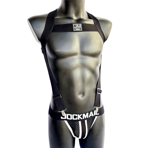 JOCKMAIL Men's Harness and Jockstrap Set Adjustable Elastic Chest Strap with Breathable Double Jock Underwear2