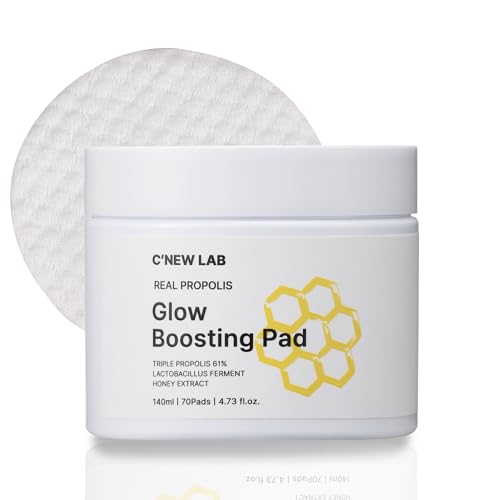 C’NEW LAB Real Propolis Glow Boosting Pad (70 pads) - Deep Nourishing Facial Pads for Radiant Skin - Triple Propolis Extract, PHA, Honey Complex, Korean Skin Care