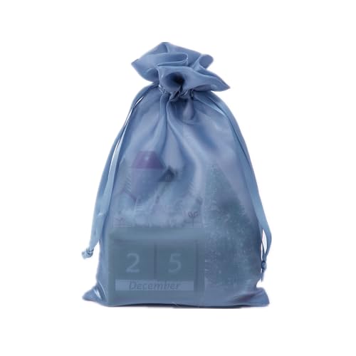 Image of QIANF 20 Pcs Smoke Blue Organza Bags 6X9 inch for Wedding Favors with Drawstring, Large Mesh Gift Bags Jewelry Pouch for Candy Bridal Shower Party Favor Baby Shower Christmas