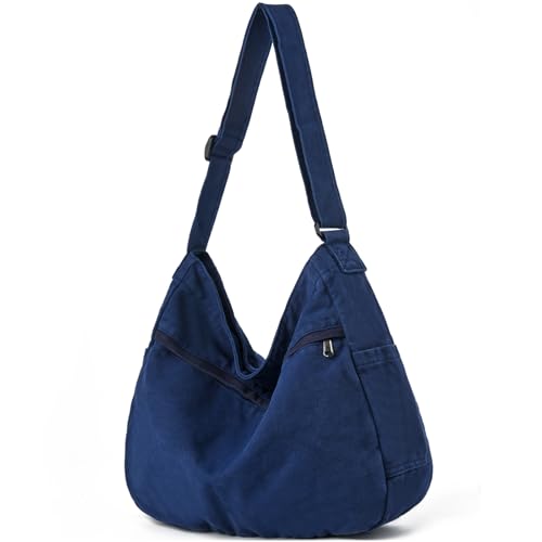 Image of Canvas Hobo Crossbody Shoulder Tote Bag for Women and Men Large Purse Messenger Bag Travel Work Shopping