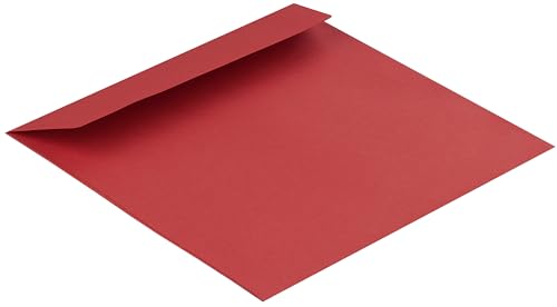50 Stück, Farbige Briefumschläge, 220 x 220 mm, Haftklebung mit Abziehstreifen, Gerade Klappe, 120 g/qm Colorista, Ohne Fenster, Rot, Blanke Briefhüllen