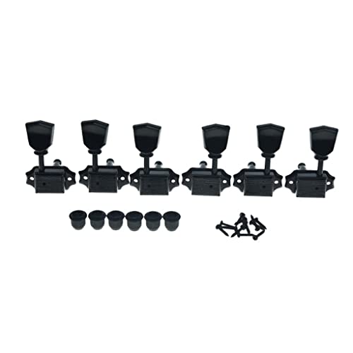 WILKINSON Black with Black Button 3x3 Deluxe Vintage Tuners Guitar Tuning Keys Machine Heads with Plastic Keystone Buttons for Les Paul/SG/ES, (K1949)