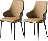 JKJZSALJ Sillas De Comedor, Sillas De Cocina, Juego De 2 Sillas De Comedor, Sillas De Cocina, Sillas De Salón, Sillas De Esquina, Sillas De Cuero Tapizadas con Patas De Metal Negro.