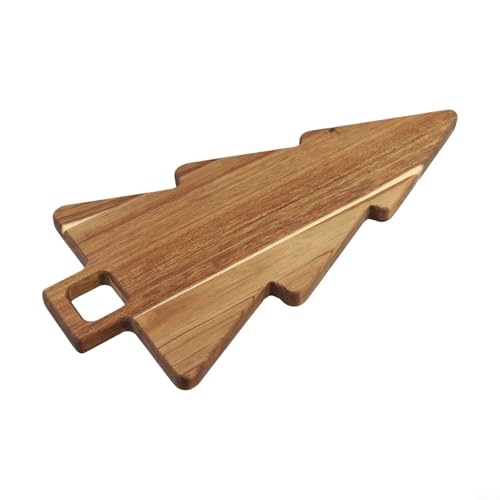 Tabla de cortar de acacia natural con dos superficies utilizables para rebanar pizza y servir pequeños bocados o aperitivos