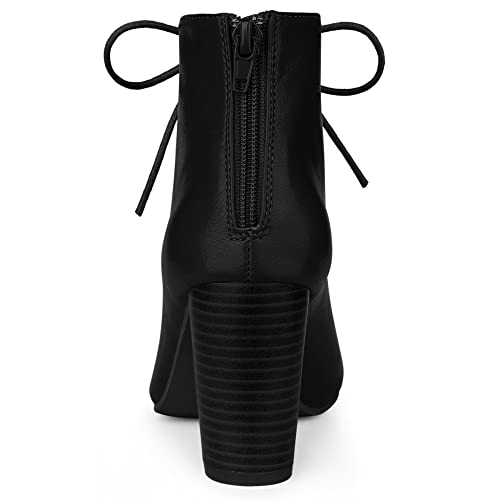 Allegra K Women's Peep Toe Lace Up Chunky Heeled Ankle Booties4