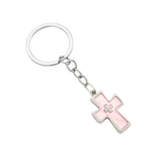 YHAILI Elegante porta-chaves de dopamina com pendente de crucifixo duplo, decoração leve para uso diário, ROSA