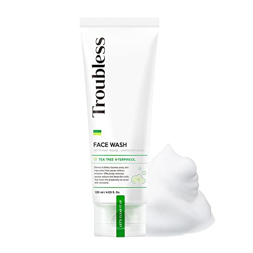 Troubless Face Wash | Troubless Facial Cleanser | Tea Tree Face Cleanser | Sensitive Skin Wash Face Wash for Skin Troubles | No Fragrance | Cleanser for Sensitive Skin | 120ml |4.05 fl. Oz.