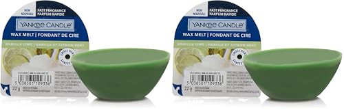 Yankee Candle Wax Melts - Cera aromática (Aroma a Vainilla y Lima, hasta 8 Horas, 1 Unidad) (Paquete de 2)
