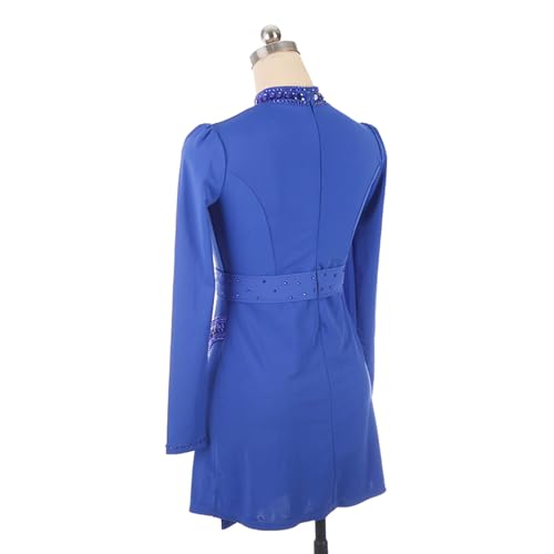 Vestido de patinação artística, temperamento simples gola alta strass competição de patinação artíst