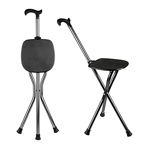 Image of Yayayo Hold 440 lbs Folding Canes with Seat Walking Stick Height Adjustment Cane Seat Capacity Frosted Handle with Magnetic Therapy Stone Crutches Stool