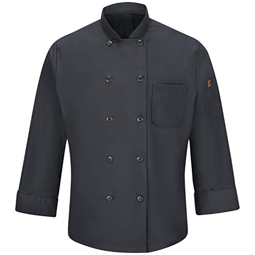 Image of Red Kap Men's Long Sleeve Ten Button Chef Coat with Mimix and Oilblok