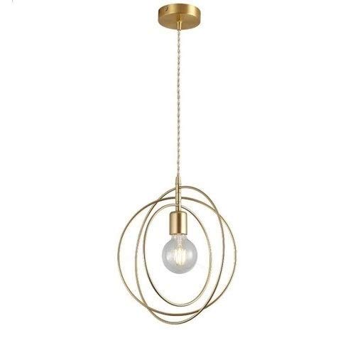 Lámpara colgante de techo de oro nórdico con detalle de anillo de latón para loft exclusivo