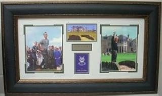 Arnold Palmer 1961-1995 St Andrews British Open 3 Photo/Scorecard - Premium Leather Framing - Golf Plaques and Collages