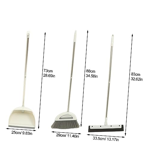 WRITWAA 1 Satz Besen-Set Gartenbesen Nass Störungen Reiniger Scheuer Kehrschaufel Haushalt Reinigung kehrmaschine kehrer Mit Schaber Für Drinnen Das Haustier Weiß – Bild 3