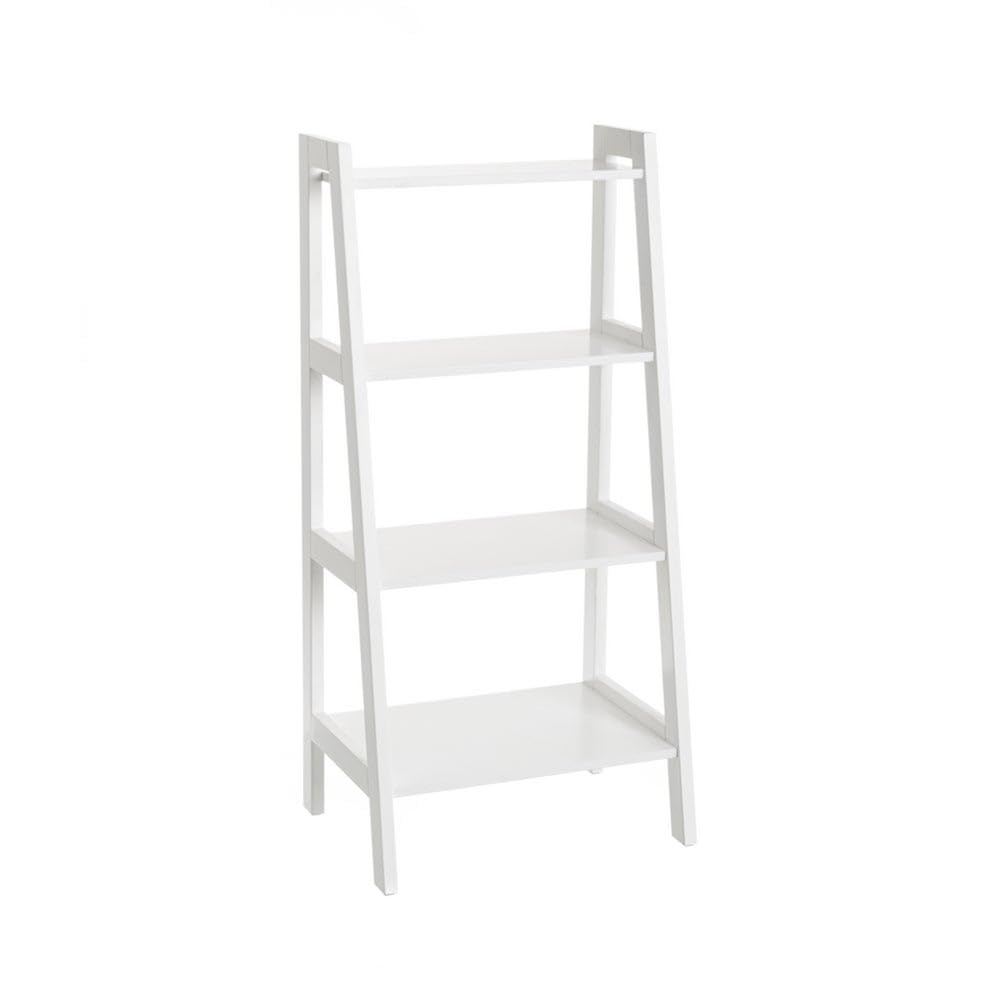 LOLAhome - Estantería de 4 estantes de Acero y Madera MDF Negro y Natural de 77x114x33 cm. Diseño Industrial asimétrico para salón Libros y Figuras con un Toque Antiguo Realista