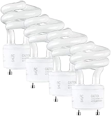 SLEEKLIGHTING 13Watt T2 Spiral CFL GU24 2 prong Light Bulb Base 2700K 900lm -UL Approved,120v 60Hz Light Bulb- Mini Twist Lock Spiral -Self Ballasted Compact Fluorescent -Warm White Light 4pack