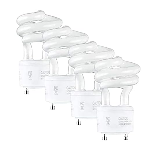 SLEEKLIGHTING 13Watt T2 Spiral CFL GU24 2 prong Light Bulb Base 2700K 900lm -UL Approved,120v 60Hz Light Bulb- Mini Twist Lock Spiral -Self Ballasted Compact Fluorescent -Warm White Light 4pack