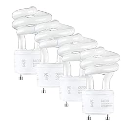 SLEEKLIGHTING 13Watt T2 Spiral CFL GU24 2 Prong Light Bulb Base 2700K 900lm -UL Approved 120v 60Hz Light Bulb- Mini Twist Lock Spiral -Self Ballasted Compact Fluorescent -Warm White Light 4pack