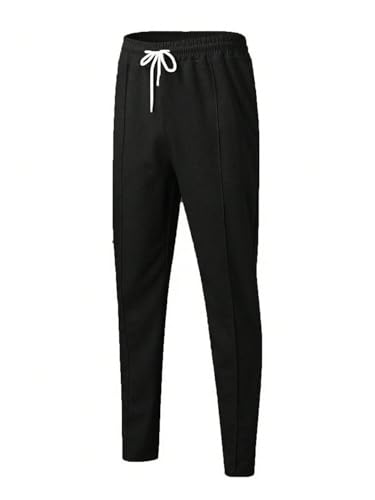 OYOANGLE Men's Textured Drawstring Tapered Pants Solid Business Casual Trousers with Pocket3