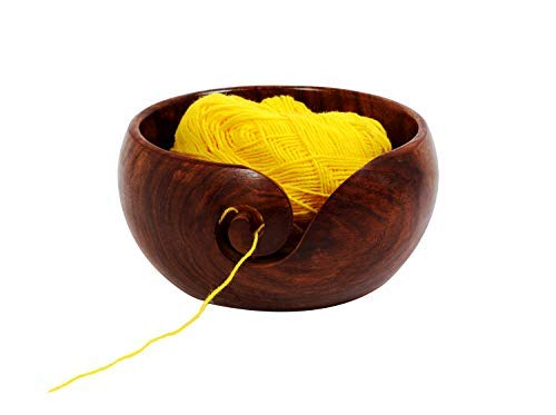 W Weblytech Handcrafted Rosewood Crafted Wooden Yarn Storage Bowl |