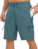 Rdruko Men's Outdoor Hiking Shorts Water Resistant Stretch Cargo Shorts for Men Camping Athletic Shorts with Pockets,Grey Blue,XL