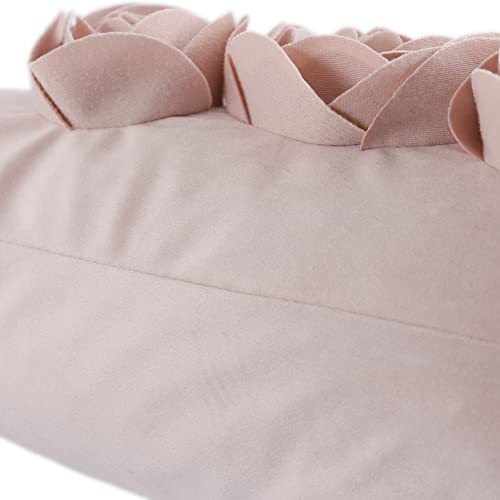 Jwh Soft 3D Flower Throw Pillow Cover Decorative Floral Accent Pillow Case Rectangle Cushion Handmade Pillowcase For Girls Bed Bedroom Sofa Couch 14X24 Inch Dusty Pink #TOP3