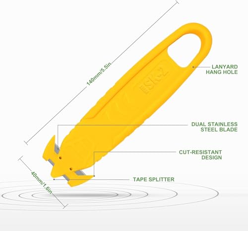 Image of 40 Pcs Safety Box Cutter T TOVIA Knife of Double-sided Recessed Concealed Blade, Cutter Stainless Steel Package Opener