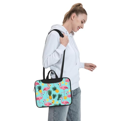 Funda delgada para laptop con correa y estampado flamenco miniatura 4
