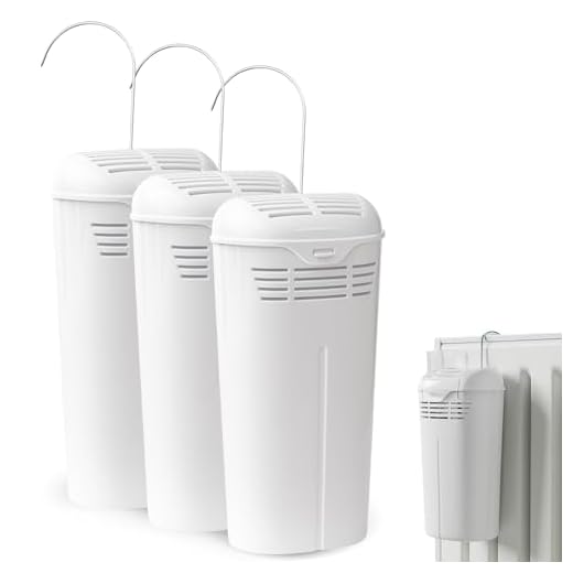 TECHZOCO Humidificador Para Radiador, humidificador universal con gancho para colgar flexible, Humidificador sostenible, apto para todos los calentadores, Plástico, Incluye ganchos, Blanco, 3 Unidades