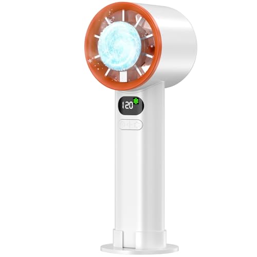 Portable handheld Fan with Ice Cooling,Back to School Fans, Fast Cool to 30°F,120 Speed Adjustable with 15000RPM,USB Rechargeable,Handheld Fan with LED Display Gifts for Travel, Sport,Working, Outdoor