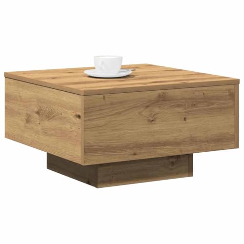 vidaXL Mesa de Café Cuadrada de Roble Artesanal Construcción de Madera Maciza Acabado Barnizado Elemento Central Compacto para Sala Servir Dimensiones: 55 x 31 cm Muebles Mes
