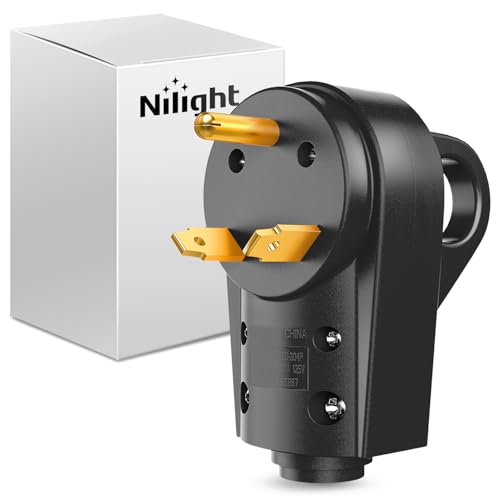 Image of Nilight 30 Amp RV Male Replacement Plug with Handle ETL Listed | 125 Volt Heavy Duty NEMA TT-30P for Camper Caravan Motorhome Van Trailer