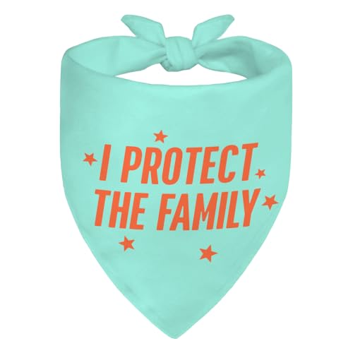 WHTYEFZ I Protect The Family Green Dog Bandana, Loyal Guardian Themed Pet Scarf Gifts for Dog Owner...