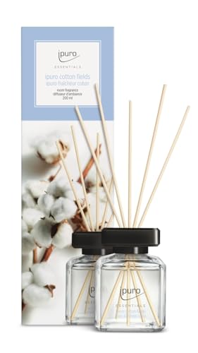 ipuro - Essentials Cotton Fields Room Fragrance 200 ml | Room Freshener with Star Anise, Vanilla Flower & Geranium, Rose, Violet, Cedar Wood Fragrance Aroma | Diffuser with Sticks | Air Freshener for