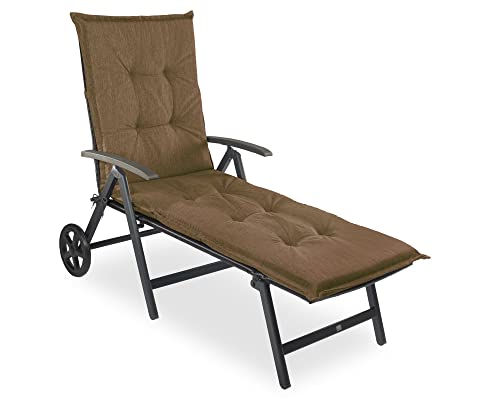 sunnypillow Liegenauflage 190 x 60 - Auflage Sonnenliege Polster für Gartenliege extra dick 9cm - Polsterauflagen Outdoor, wasserdicht, UV Lichtecht für Gartenmöbel Liegestuhl Liegen - Braun