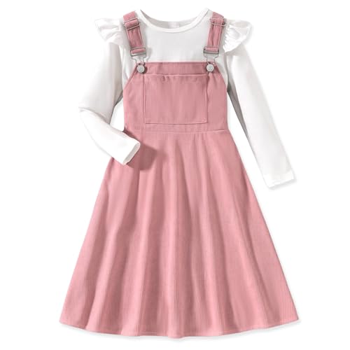 Image of HIHA Little Girls Adjustable Corduroy Pinafore Overall Dress Set Size 6-12