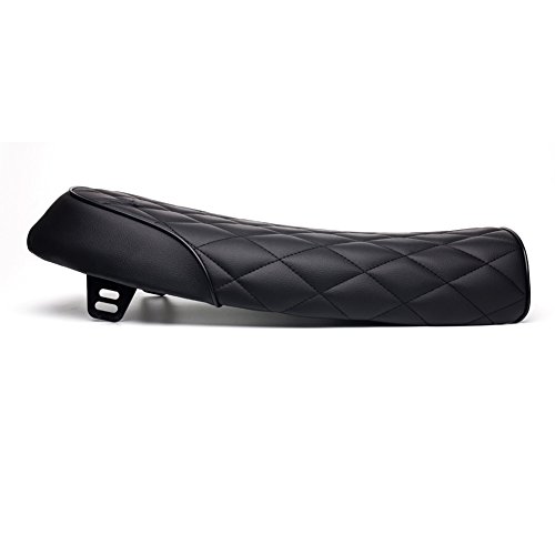 Triclicks Universal Motorcycle Retro Diamond Flat Brat Style Cafe Racer Seat for Honda CB CL Retro Yamaha SR XJ Suzuki GS (Black)