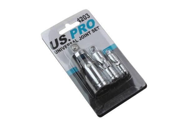 US Pro 3 Piece Universal Joint Socket Adapter Bendy Knuckles Set 1/2" 1/4" 3/8, Variety pack - Image 2