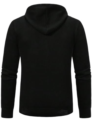 Men's Slim Fit Sweater Hooded Drawstring Plush Cardigan With Raglan Sleeve And Zipper