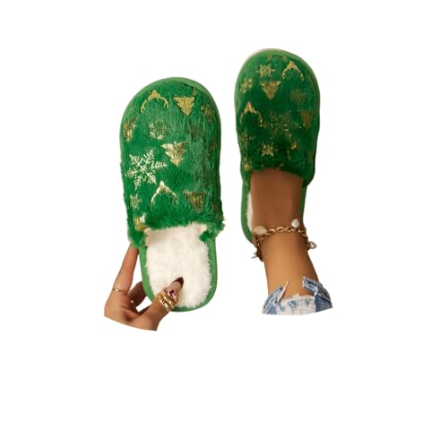 Women's Christmas Slippers Reindeer Fuzzy Cute Warm House Slippers Stuffed Animal Bedroom Indoor Shoes Winter Fall Comfortable Indoor Fur Shoes with Soft Memory Foam