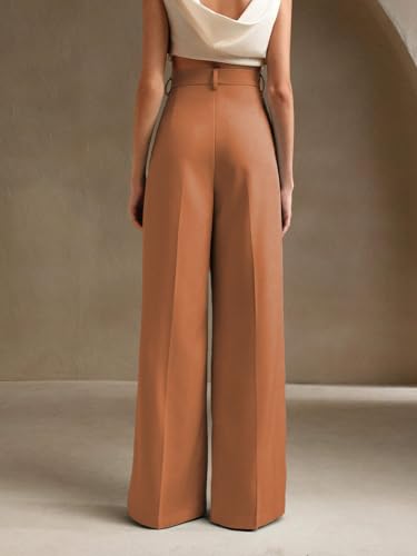 Image of KOTTY Women's High Waist Solid Color Hook and Bar Wide Leg Casual and Formal Trousers