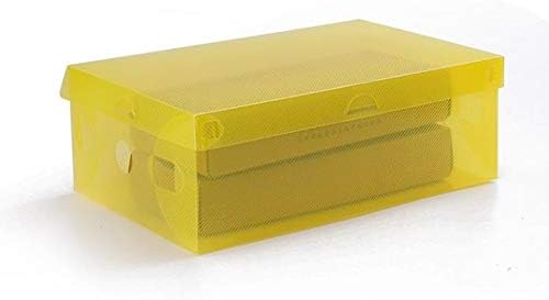 300pcs Transparent Shoebox with Lid Clear Plastic Clamshell Storage Boxes Bins Boots High Heels Shoes Boxes Home Organizer SN335 - (Color: Orange)