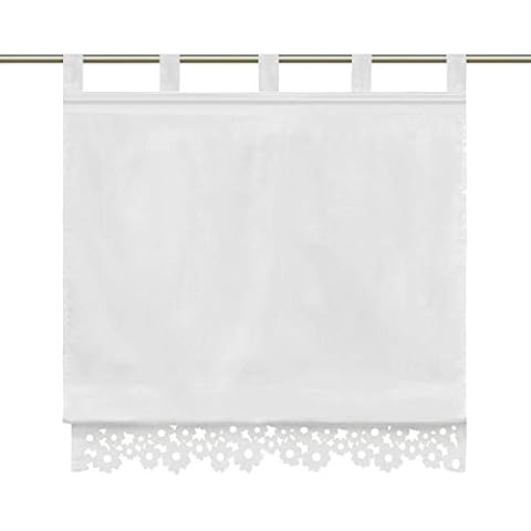 Yujiao Mao Halbtransparenter Raffrollo mit Lasercut Design Glänzende Seidenoptik Raffrollos mit Schlaufen Wohnzimmer Raffgardine Weiß BxH 100x150cm 1er Pack Cover