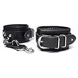 Mercer Premium Soft Leather Padded Ankle Cuffs, Black