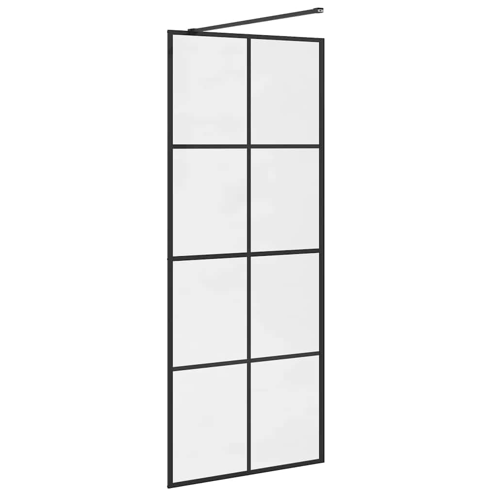Parete doccia walk in vetro trasparente ESG 80 x 195 cm, vetro di sicurezza da 5 mm, telaio in alluminio, profilo regolabile, paraspruzzi per bagno