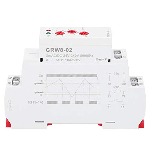 Digital Thermostat Grw8-02 Ac/Dc 24V-240V Temperature Controller Relay Temp Control Monitor With Test Probe L-N Power Terminal Din Rail Installation #TOP1