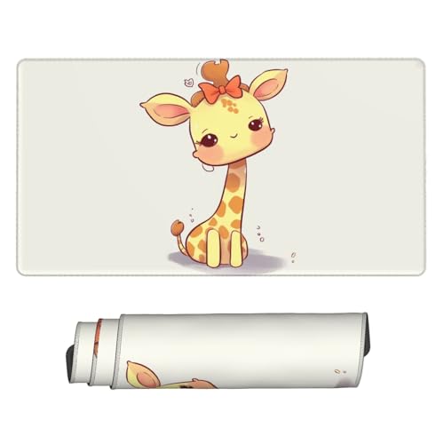 Tapis de souris de jeu étendu motif girafe avec tapis d'écriture